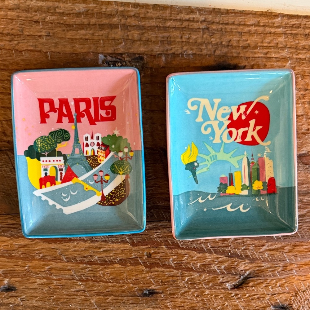 Anthropologie Colorful Paris and New York Trinket Dishes